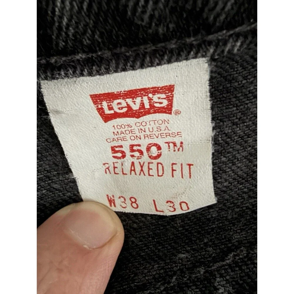 Levi's 550 Men's Black Dark Wash Denim Jeans Relaxed Fit Straight USA Made